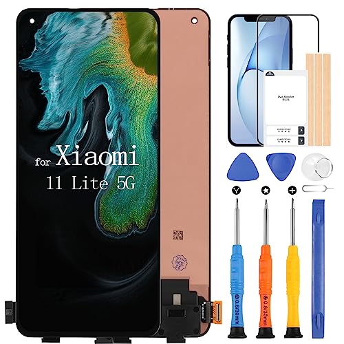 OLED-LCD-Bildschirm für Xiaomi 11 Lite NE 5G Mi 11 Lite 5G Ersatz 6,55 Zoll 2109119DG 2107119DC 2109119DI M2101K9G M2101K9C M2101K9R Digitizer Touch Screen Replacement Assembly mit Reparatur Kit von ARSSLY