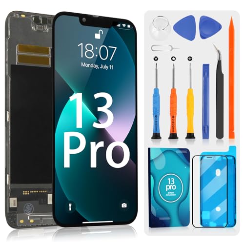 OLED LCD Bildschirm für iPhone 13 Pro LCD Display für iPhone 13Pro Ersatz 3D-Touchscreen Digitizer Full Assembly mit Reparatur-Set, Modell kompatibel mit A2483, A2636, A2638, A2639, A2640 OLED LCD Bildschirm für iPhone 13 Pro LCD Display für iPhone 13Pro Ersatz 3D-Touchscreen Digitizer Full Assembly mit Reparatur-Set, Modell kompatibel mit A2483, A2636, A2638, A2639, A2640 von ARSSLY