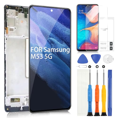 OLED-LCD-Display für Samsung Galaxy M53 5G 6,7 Zoll mit Rahmen für Samsung Galaxy M53 SM-M536B SM-M536B/DS SM-M536B/DSN Touchscreen Digitizer Montage mit Werkzeugen von ARSSLY