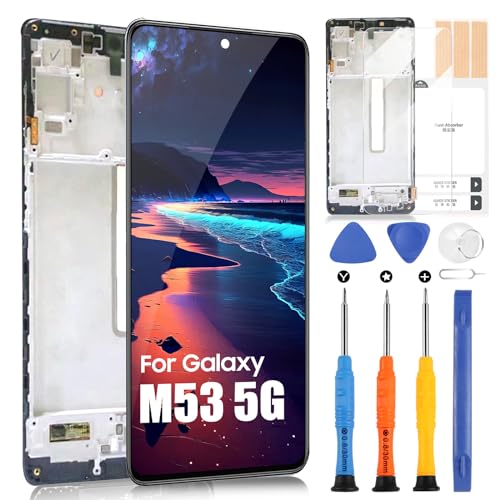 OLED LCD Display für Samsung Galaxy M53 5G Bildschirm Ersatz für SM-M536B SM-M536B/DS SM-M536B/DSN Touch Bildschirm Digitizer Montage mit Werkzeugen (6,7 Zoll mit Rahmen) von ARSSLY