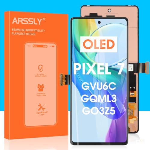 OLED Ersatzbildschirm für Google Pixel 7, Pixel 7, LCD-Display, Digitizer, GVU6C, GQML3, Touchscreen, Montage mit Werkzeug, Schwarz von ARSSLY