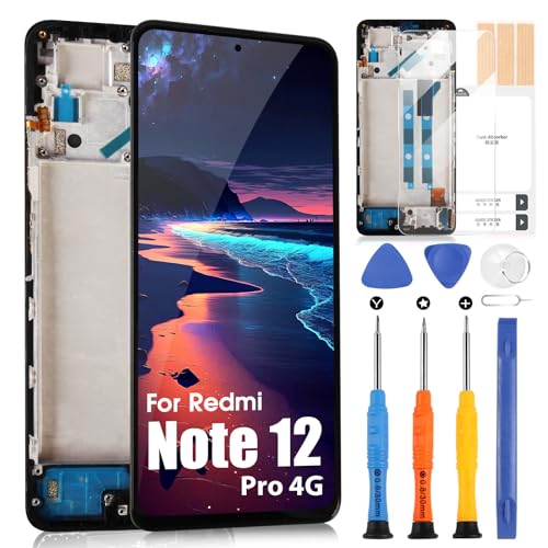 LCD Display für Xiaomi Redmi Note 12 Pro 4G 2209116AG 2209116AG Display für Redmi Note12 Pro 4G 6.67 Zoll LCD Bildschirms Digitizer Full Assembly mit Reparatur Set (Schwarz mit Rahmen) von ARSSLY