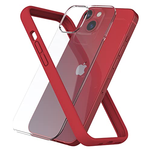 ARSUNOVO Kompatibel mit iPhone 13 Bumper Case 6.1", [Erhöhter Kantenschutz] [Anti-Silp] [Anti-Fingerabdruck] Weicher, schlanker Schutzrahmen Bumper Cover Case kommt mit Harter PC-Rückplatte, Rot von ARSUNOVO