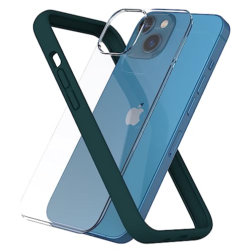 ARSUNOVO Kompatibel mit iPhone 13 Mini Bumper Case 5.4", [Erhöhter Kantenschutz][Anti-Silp] [Anti-Fingerabdruck] Weiche Schutzrahmen Bumper Cover Case mit Harter PC-Rückplatte, MidnightGreen von ARSUNOVO