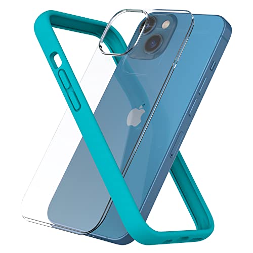 ARSUNOVO Kompatibel mit iPhone 13 Mini Bumper Case 5.4“, [Erhöhter Kantenschutz] [Anti-Silp] [Anti-Fingerabdruck] Weicher, schlanker Schutzrahmen Bumper Cover Case mit Harter PC-Rückplatte, Blaugrün von ARSUNOVO