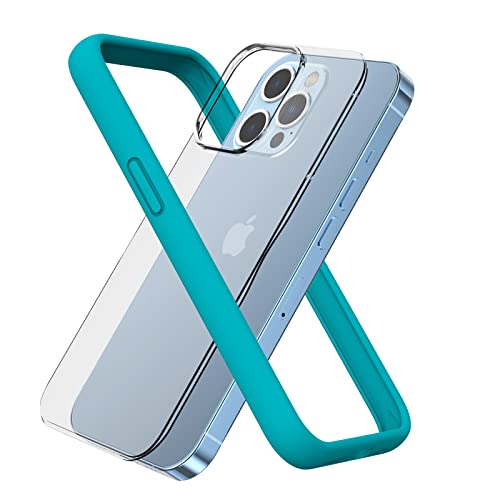 ARSUNOVO Kompatibel mit iPhone 13 Pro Max Bumper Case 6,7 Zoll, [Erhöhter Kantenschutz] [Anti-Fingerprint] Weicher, schlanker Schutzrahmen Bumper Cover Case mit Harter PC-Rückplatte, Blaugrün von ARSUNOVO
