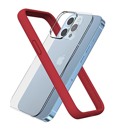 ARSUNOVO Kompatibel mit iPhone 13 Pro Max Bumper Case 6,7 Zoll, [Erhöhter Kantenschutz] [Anti-Silp] [Anti-Fingerprint] Weicher, schlanker Schutzrahmen Bumper Cover Case mit Harter PC-Rückplatte, Rot von ARSUNOVO
