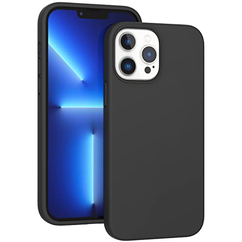 ARSUNOVO für iPhone 13 Pro Max Flüssig Silikon Hülle, iPhone 13 Pro Max Liquid Silicone Case, Stoßfeste Silikonhülle Weichem Microfiber-Innenfutter Handyhülle Cover für iPhone 13 Pro Max - Schwarz von ARSUNOVO