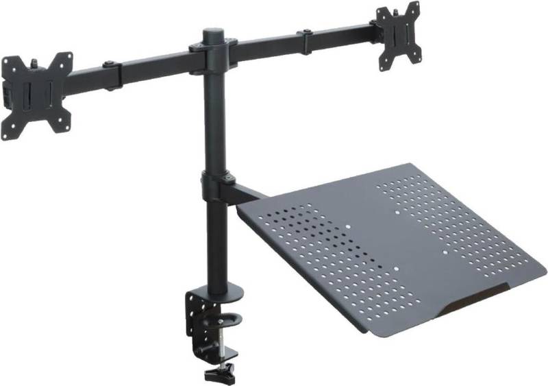 Tischhalterung für 2 Monitore LED/LCD 13-27 ART L-25 + Laptop-Ablage 10 kg Schwarz (RAMM L-25) von ART