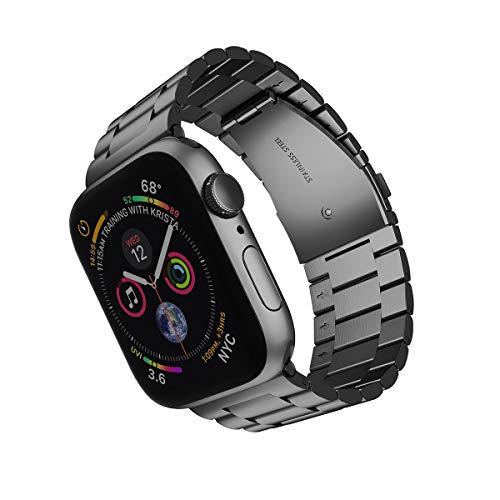 ARTCHE Armband Kompatibel mit Apple Watch Armband 49mm 45mm 44mm 42mm, Edelstahl Metall Uhrenarmband Ersatz Armbaender für Apple Watch Ultra 2 / Ultra, iWatch Serie 9 8 7 6 SE 5 4 3 2 1 - Schwarz von ARTCHE