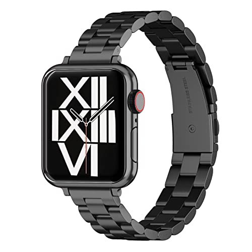 ARTCHE schlankes Uhrenarmband für die Apple Watch (41 mm, 40 mm, 38 mm), aus Edelstahl, verstellbares armband aus Metall, kompatibel mit der iWatch Series 8/7/6/SE/5/4/3/2/1 – Schwarz von ARTCHE