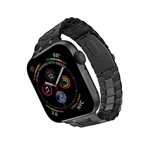 ARTCHE verstellbares Ersatz-Uhrenarmband für Apple Watch 45mm/44mm/42mm, aus Edelstahl, armband kompatibel mit iWatch Series 8/7/6/SE/5/4/3/2/1, für Damen u. Herren – Schwarz von ARTCHE