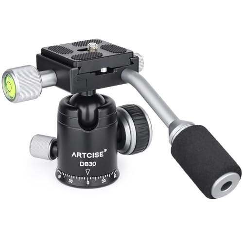 ARTCISE DT30 Kugelkopf mit Griff, 30 mm Mini-Stativkopf mit 2 x 6,35 mm Schnellwechselplatten für DSLR-Kamera, Camcorder von ARTCISE