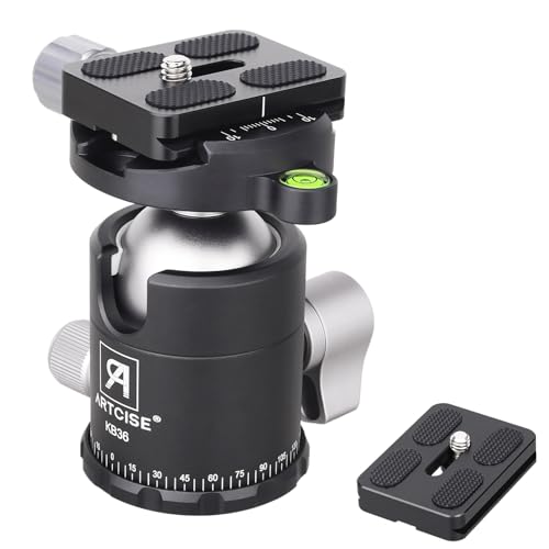 ARTCISE Kamerakugelkopf, 36 mm KB36 Metall Panorama Stativkopf mit 2 Stück Arca 1/4 Zoll Schnellwechselplatte für Stativ Slider DSLR Camcorder, Tragfähigkeit: 15 kg ARTCISE Kamerakugelkopf, 36 mm KB36 Metall Panorama Stativkopf mit 2 Stück Arca 1/4 Zoll Schnellwechselplatte für Stativ Slider DSLR Camcorder, Tragfähigkeit: 15 kg von ARTCISE