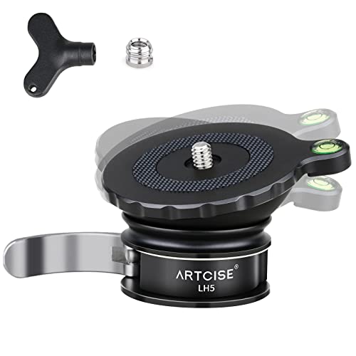ARTCISE LH5 Nivellierkopf Nivellierbasis, Fast Flip Lock (1s Fast Lock) +/-15° Neigung, horizontale Einstellung, Stativkopf, Einbeinstativkopf für Canon Nikon Sony DSLR-Kamera, max. Belastung 20 kg von ARTCISE