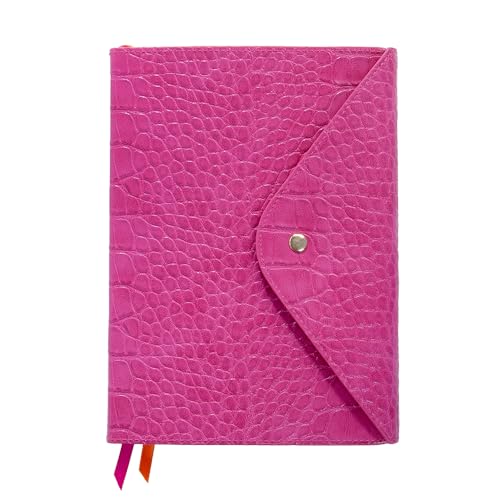 ARTEBENE MAJOIE Notizbuch Schreibbuch mit Druckknopf 240 Seiten DIN A5 Vegan mit Leder-Optik Kroko (Pink) von ARTEBENE