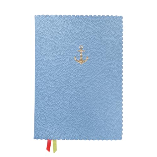 ARTEBENE MAJOIE Notizbuch DIN A5 – Schreibbuch in veganer Leder-Optik, welligen Rändern & 2 Lesezeichenbändern (Anker, Blau) von ARTEBENE