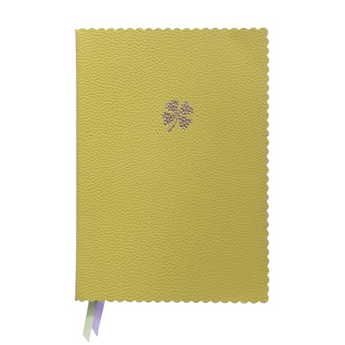 ARTEBENE MAJOIE Notizbuch DIN A5 – Schreibbuch in veganer Leder-Optik, welligen Rändern & 2 Lesezeichenbändern (Kleeblatt, Lime) von ARTEBENE