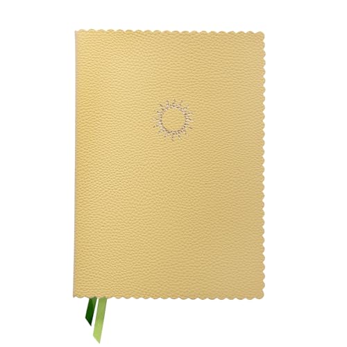 ARTEBENE MAJOIE Notizbuch DIN A5 – Schreibbuch in veganer Leder-Optik, welligen Rändern & 2 Lesezeichenbändern (Sonne, Gelb) von ARTEBENE