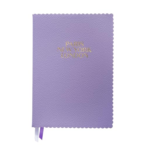ARTEBENE MAJOIE Notizbuch DIN A5 – Schreibbuch in veganer Leder-Optik, welligen Rändern & 2 Lesezeichenbändern (Städte, Lila) von ARTEBENE