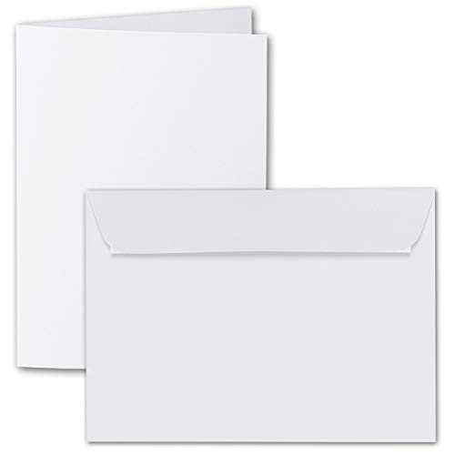 ARTOZ 1000x DIN A5 Faltkarten-Set mit Umschlägen - Blütenweiß (Weiß) - 148 x 210 mm - gerippte Bastelkarten blanko mit Brief-Umschlägen - 220 g/m² von ARTOZ