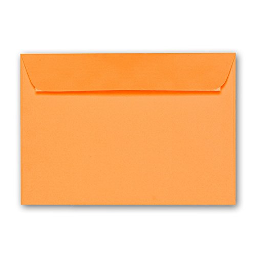 ARTOZ 100x Briefumschläge DIN C6 Mango (Orange) - 16,2 x 11,4 cm - haftklebend - gerippte Kuverts ohne Fenster - Serie Artoz 1001 von ARTOZ