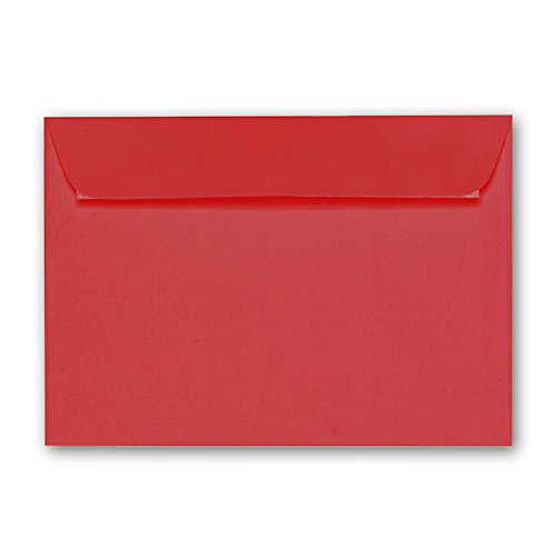 ARTOZ 100x Briefumschläge DIN C6 Rot - 16,2 x 11,4 cm - haftklebend - gerippte Kuverts ohne Fenster - Serie Artoz 1001 von ARTOZ