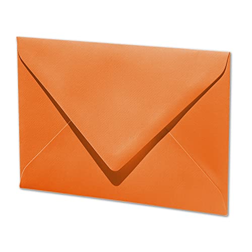 ARTOZ 100x Briefumschläge gerippt - Orange - DIN B6 178 x 125 mm - Kuvert ohne Fenster - Umschläge mit Nassklebung - Spitze Verschlusslasche von ARTOZ