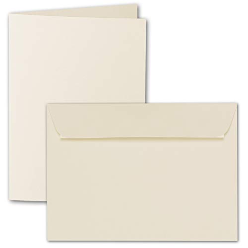 ARTOZ 100x DIN A6 Faltkarten-Set mit Umschlägen - Chamois (Creme) - 105 x 148 mm - gerippte Bastelkarten blanko mit Brief-Umschlägen - 220 g/m² von ARTOZ