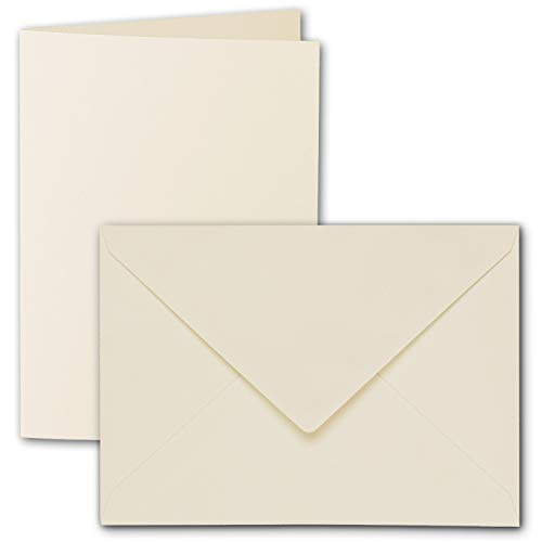 ARTOZ 100x DIN B6 Faltkarten-Set mit Umschlägen - Chamois (Creme) - 120 x 169 mm - gerippte Bastelkarten blanko mit Brief-Umschlägen - 220 g/m² von ARTOZ