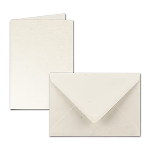 ARTOZ 100x Set aus Doppelkarten DIN B6 und Umschlägen - Nassklebung - Farbe: tortilla (creme/Eierschalen) - Serie Greenline von ARTOZ
