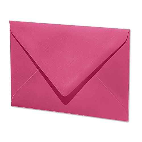 ARTOZ 150x Briefumschläge DIN B6 Fuchsia Pink (Pink) - 12,5 x 17,8 cm - Nassklebung - gerippte Kuverts ohne Fenster - Serie Artoz 1001 von ARTOZ