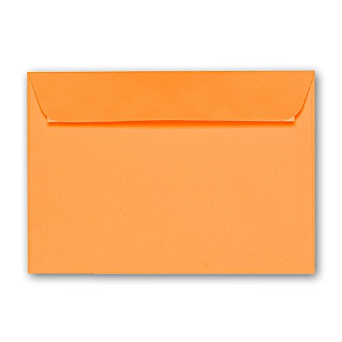 ARTOZ 150x Briefumschläge DIN C6 Mango (Orange) - 16,2 x 11,4 cm - haftklebend - gerippte Kuverts ohne Fenster - Serie Artoz 1001 von ARTOZ