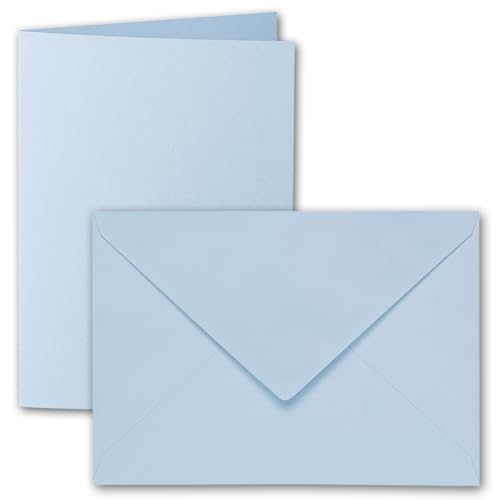 ARTOZ 15x DIN B6 Faltkarten-Set mit Umschlägen - pastellblau (Blau) - 120 x 169 mm - gerippte Bastelkarten blanko mit Brief-Umschlägen - 220 g/m² von ARTOZ