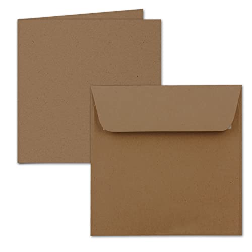 ARTOZ 15x Set aus quadratischen Doppelkarten und Umschlägen - Farbe: grocer kraft (Kraftpapier dunkelbraun) - Serie Greenline von ARTOZ