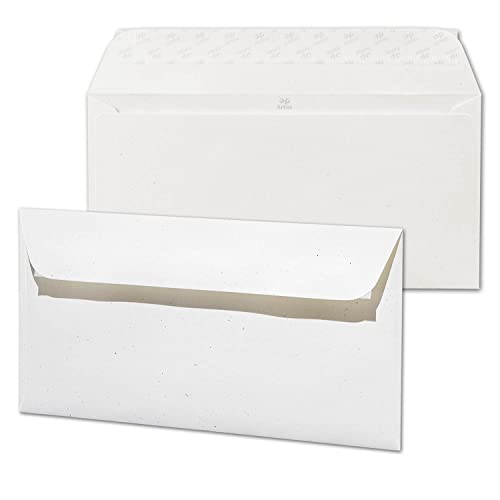ARTOZ 200 x Briefumschläge DIN LANG - Farbe: birch (weiß/cremeweiss) - 11,4 x 22,4 cm - mit Haftklebung und Abziehstreifen - Serie Greenline von ARTOZ