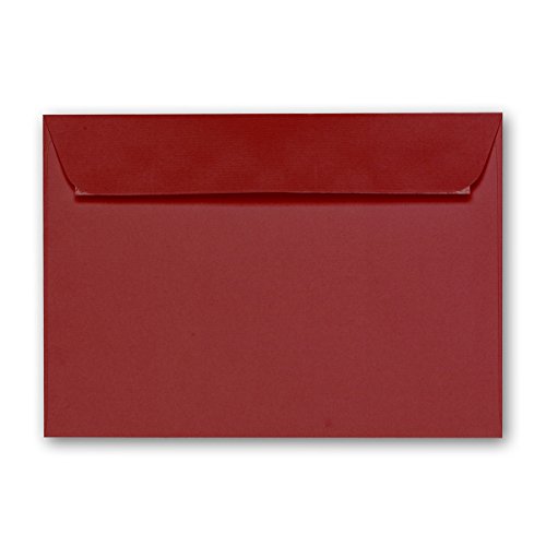ARTOZ 200x Briefumschläge DIN C6 Weinrot (Rot) - 16,2 x 11,4 cm - haftklebend - gerippte Kuverts ohne Fenster - Serie Artoz 1001 von ARTOZ