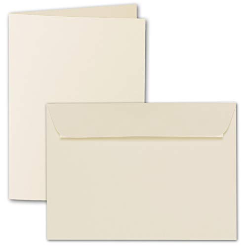 ARTOZ 200x DIN A5 Faltkarten-Set mit Umschlägen - Chamois (Creme) - 148 x 210 mm - gerippte Bastelkarten blanko mit Brief-Umschlägen - 220 g/m² von ARTOZ