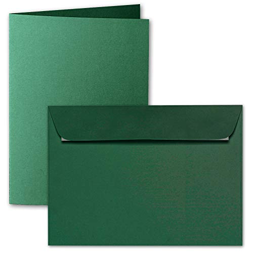 ARTOZ 200x DIN A6 Faltkarten-Set mit Umschlägen - Racing Green (Grün) - 105 x 148 mm - gerippte Bastelkarten blanko mit Brief-Umschlägen - 220 g/m² von ARTOZ