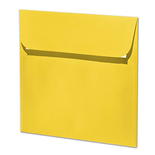 ARTOZ 250x quadratische Briefumschläge sonnengelb (Gelb) 100 g/m² - 16 x 16 cm - Kuvert ohne Fenster - Umschläge mit Haftklebung von ARTOZ