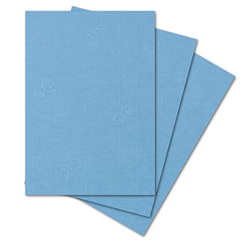 ARTOZ 25x Bastelpapier - Marienblau - DIN A4 297 x 210 mm - 220 Gramm pro m² - Edle Egoutteur-Rippung - Hochwertiges Designpapier Urkundenpapier Bastelkarton von ARTOZ