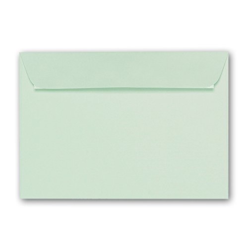 ARTOZ 25x Briefumschläge DIN C6 Mint (Grün) - 16,2 x 11,4 cm - haftklebend - gerippte Kuverts ohne Fenster - Serie Artoz 1001 von ARTOZ