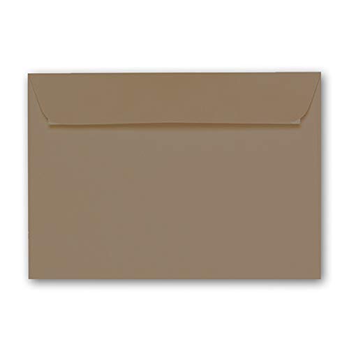 ARTOZ 25x Briefumschläge DIN C6 Taupe (Braun) - 16,2 x 11,4 cm - haftklebend - gerippte Kuverts ohne Fenster - Serie Artoz 1001 von ARTOZ
