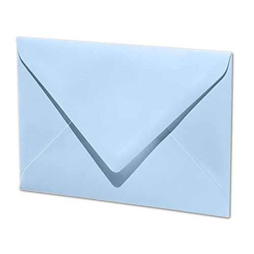 ARTOZ 25x Briefumschläge gerippt - Pastellblau - DIN B6 178 x 125 mm - Kuvert ohne Fenster - Umschläge mit Nassklebung - Spitze Verschlusslasche von ARTOZ