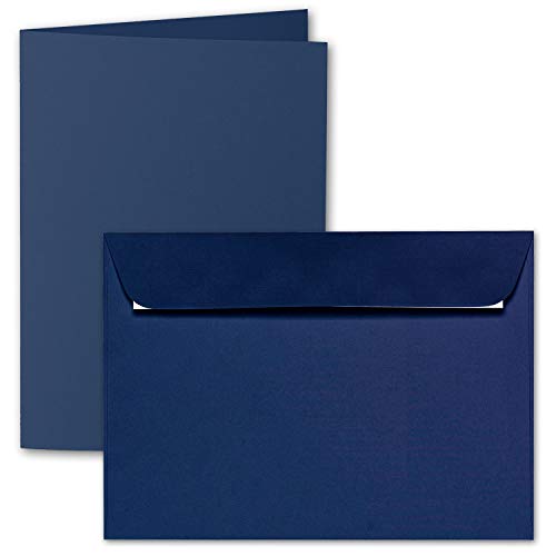 ARTOZ 25x DIN A6 Faltkarten-Set mit Umschlägen - classic blue (Blau) - 105 x 148 mm - gerippte Bastelkarten blanko mit Brief-Umschlägen - 220 g/m² von ARTOZ