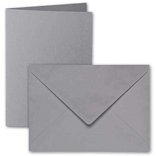 ARTOZ 25x DIN B6 Faltkarten-Set mit Umschlägen - Graphit (Grau) - 120 x 169 mm - gerippte Bastelkarten blanko mit Brief-Umschlägen - 220 g/m² von ARTOZ