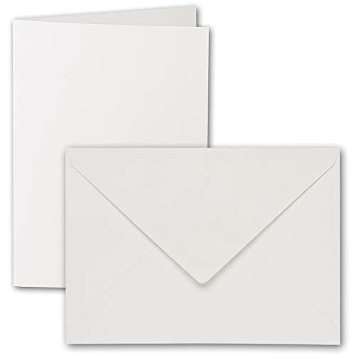 ARTOZ 25x DIN B6 Faltkarten-Set mit Umschlägen - Ivory-Elfenbein (Creme) - 120 x 169 mm - gerippte Bastelkarten blanko mit Brief-Umschlägen - 220 g/m² von ARTOZ