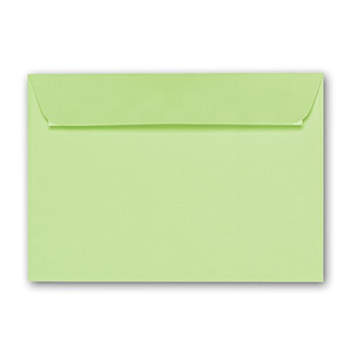 ARTOZ 300x Briefumschläge DIN C6 Birkengrün (Grün) - 16,2 x 11,4 cm - haftklebend - gerippte Kuverts ohne Fenster - Serie Artoz 1001 von ARTOZ