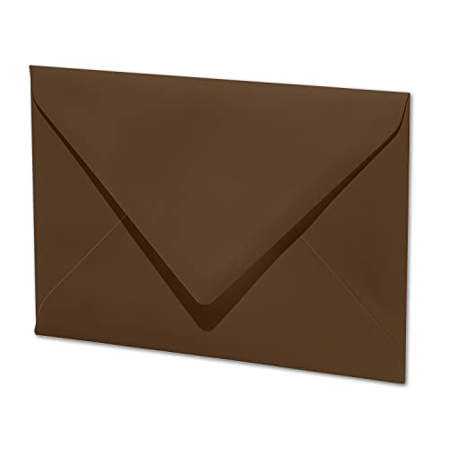 ARTOZ 50x Briefumschläge DIN B6 Braun (Dunkelbraun) - 12,5 x 17,8 cm - Nassklebung - gerippte Kuverts ohne Fenster - Serie Artoz 1001 von ARTOZ