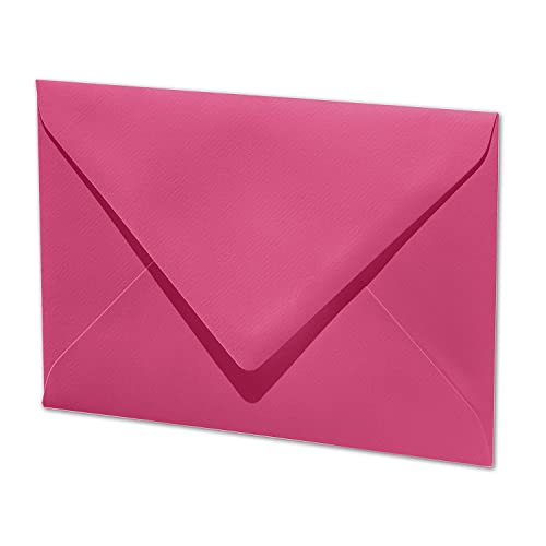 ARTOZ 50x Briefumschläge DIN B6 Fuchsia Pink (Pink) - 12,5 x 17,8 cm - Nassklebung - gerippte Kuverts ohne Fenster - Serie Artoz 1001 von ARTOZ